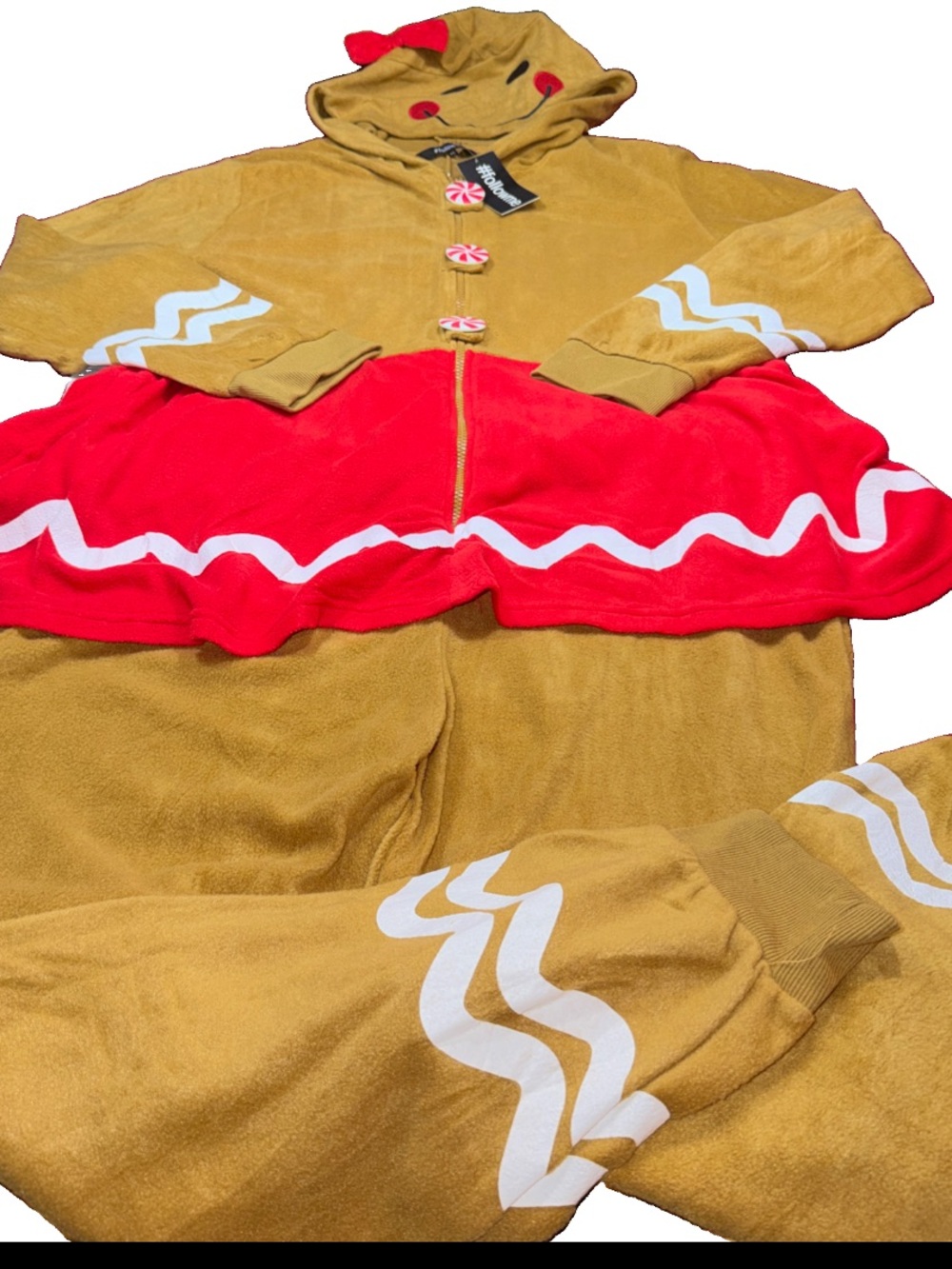 Gingerbread GIRL women’s 2X New Union Suit One Piece Pajamas Zip Costume Hooded
